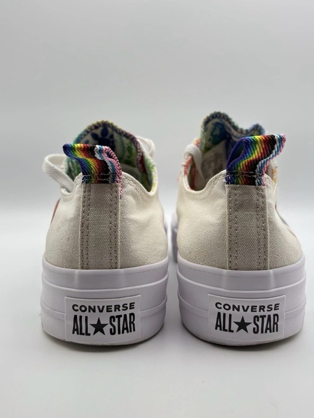 Converse Low Top Canvas Sneakers with Rainbow Graphic - White - Picture 5 of 7